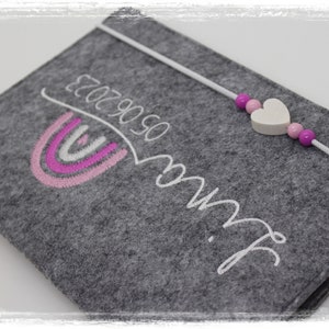 U-book cover felt rainbow girl personalized embroidered vaccination card compartment image 3