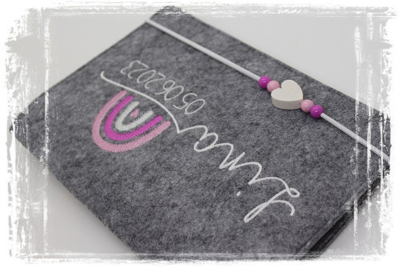 U-book cover felt rainbow girl personalized embroidered vaccination card compartment image 3