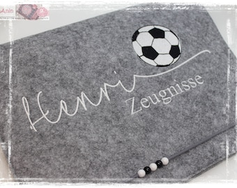 Certificate folder football felt football fan boy personalized black white name certificate school enrollment school start of school