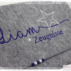 Zeugnismappe*Stern*Filz*Dunkelblau*Jungen Mädchen Junge*personalisiert*Name Einschulung Zeugnis Schulstart