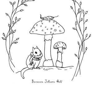 Fall Coloring Page For Kids Autumn Coloring Sheet Template Printable Autumn Coloring Page Woodland Animal Coloring Chipmunk Coloring Page image 2