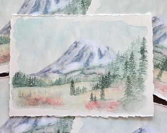 Mt. Rainier Painting Mount Rainier Watercolor Print Washington National Park Art Paradise Mount Rainier Print Vintage Mount Rainier Print