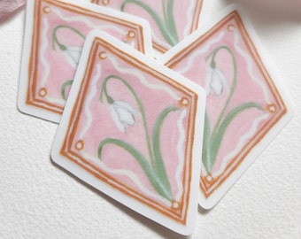 Snowdrop Flower Sticker Pink Wildflower Sticker Cottagecore Flower Vinyl  Sticker Clear Waterproof Snowdrop Sticker January Birth Month