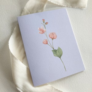 Cartão de Ervilha-de-cheiro Cartão de Felicitações de Flores Simples Cartão de Flor de Ervilha-de-cheiro Coquete Feminino Cartão Grandmillenial para Mãe Cartão Bonito de Chá de Bebê
