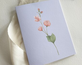 Sweet Pea Card Simple Flower Greeting Card Girly Coquette Sweet Pea Flower Card Grandmillenial Card For Mom Pretty Baby Shower Card