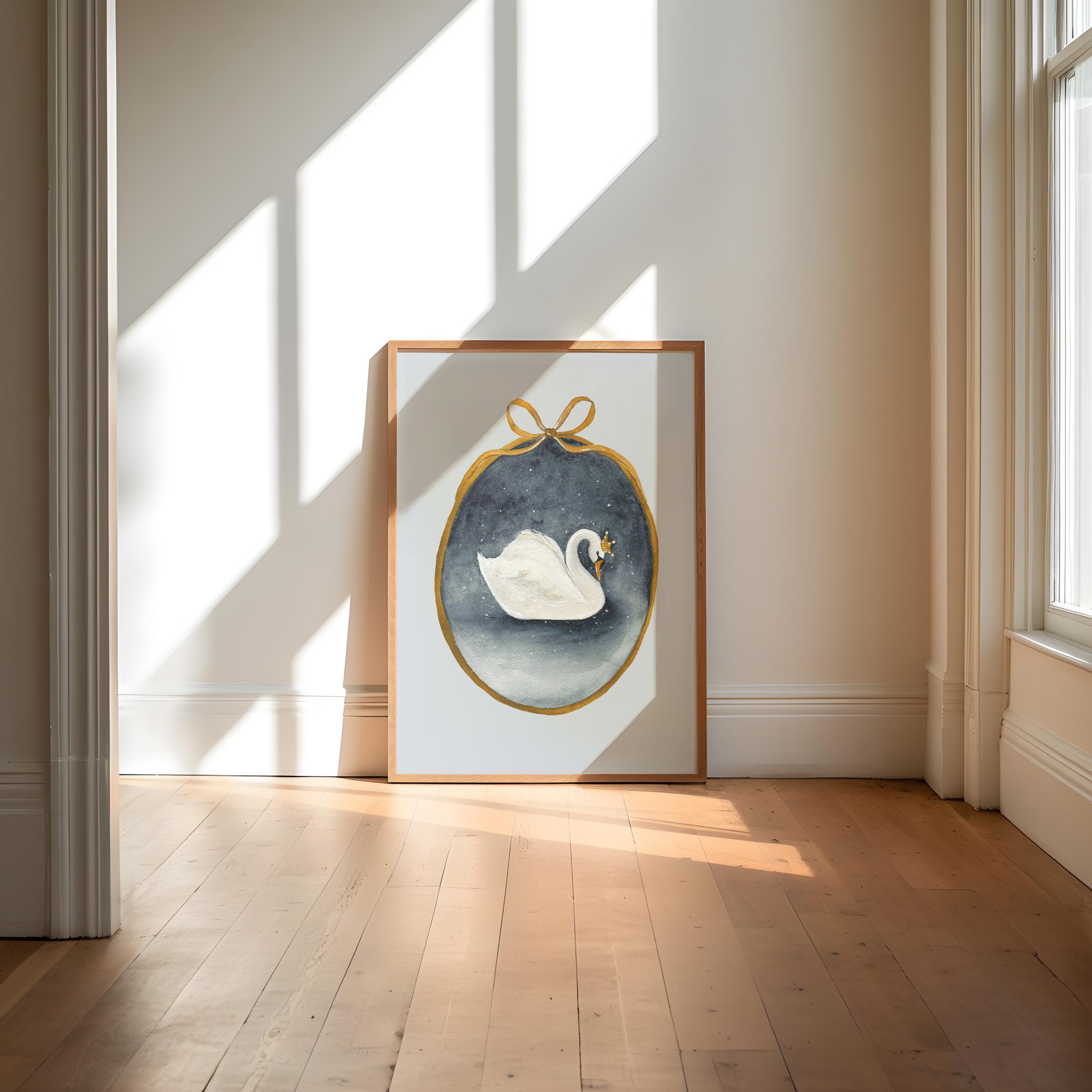 Swan Watercolor Painting Art Print Swan Princess Baby Nursery Print ...