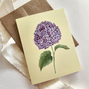 Hortensien Grußkarte Lila und Blaue Hortensie Aquarell Grußkarten Thinking Of You Karte für Freund Einzigartige Karte für Mama Blumenkarte
