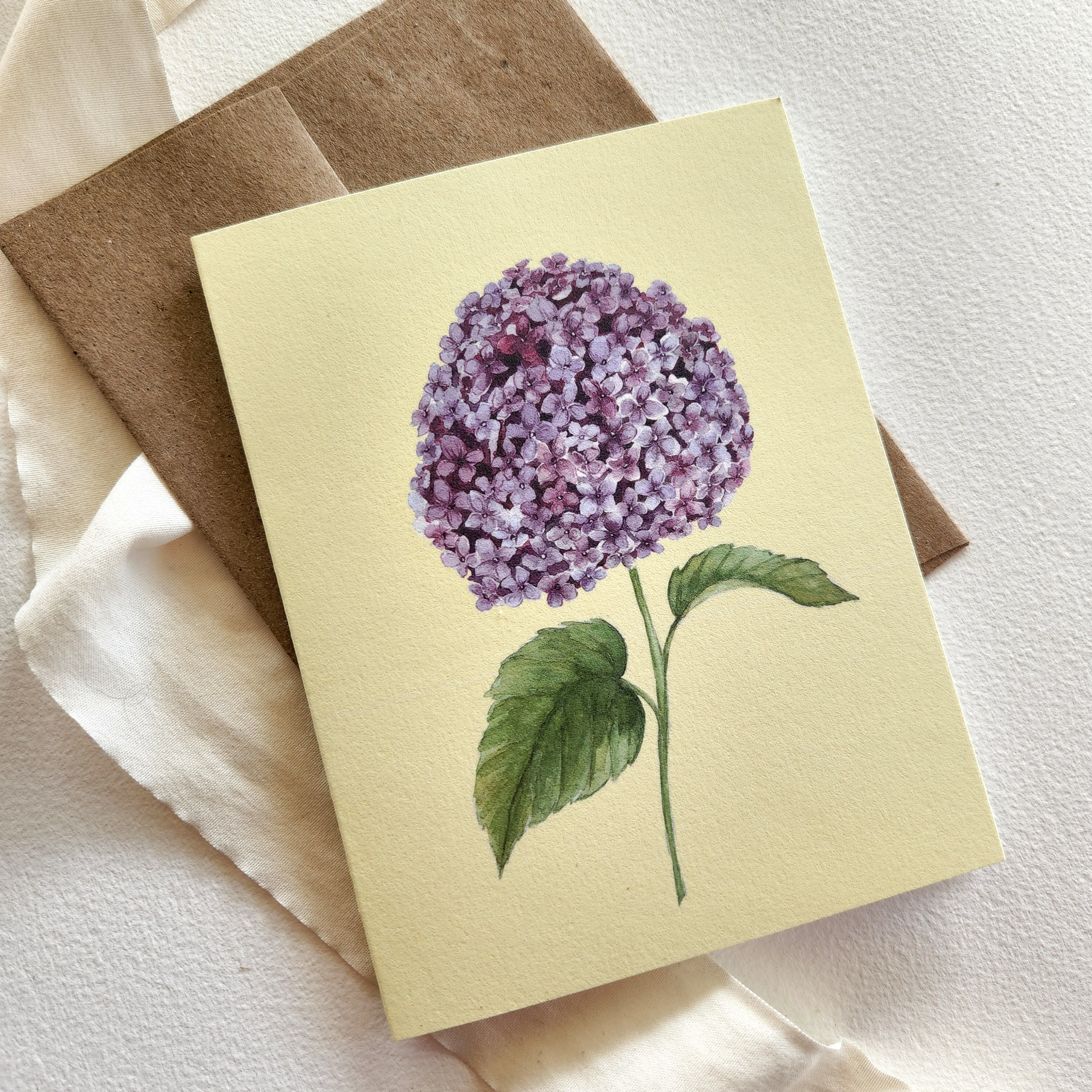 Hydrangea Greeting Card Purple and Blue Hydrangea Watercolor Greeting ...