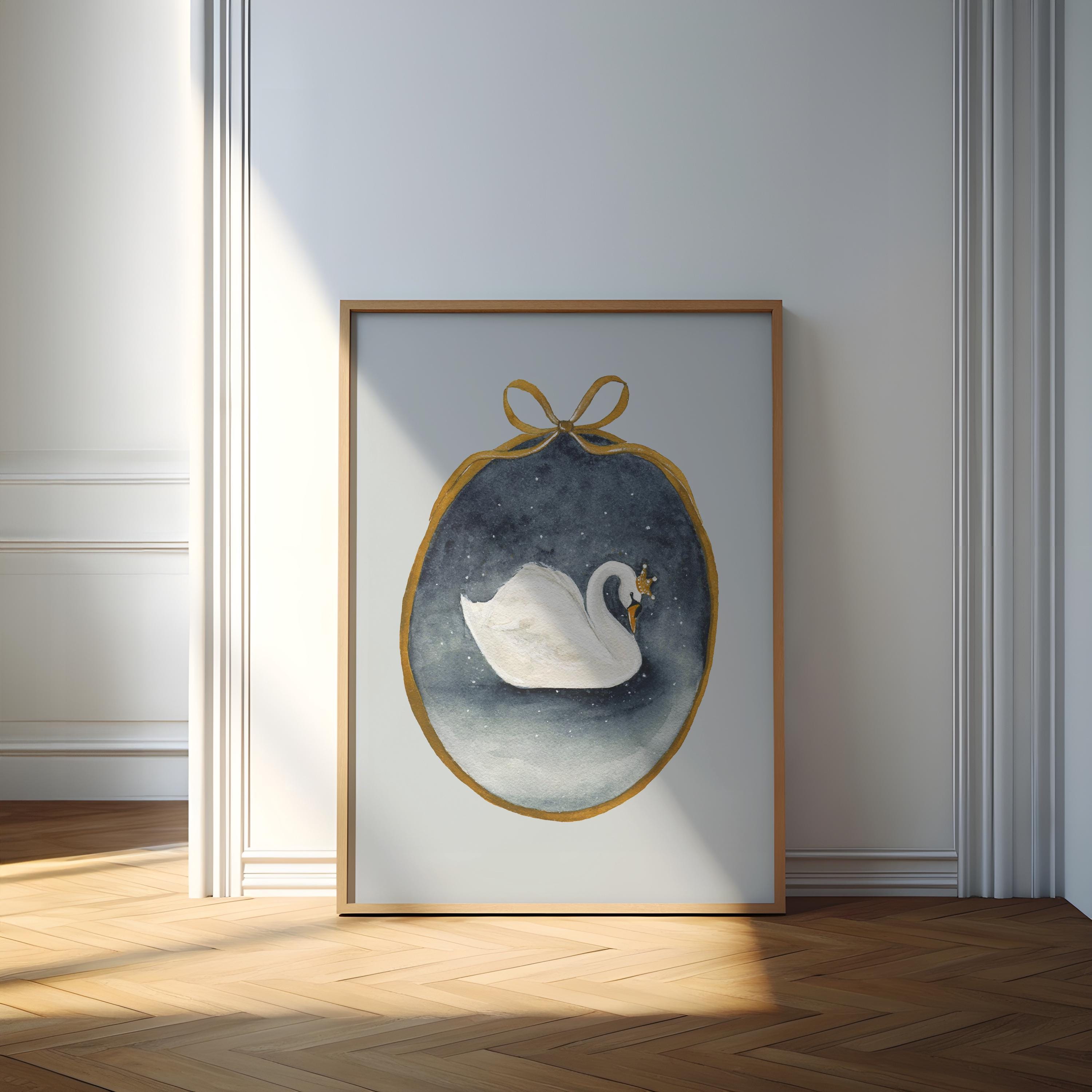 Swan Watercolor Painting Art Print Swan Princess Baby Nursery Print ...