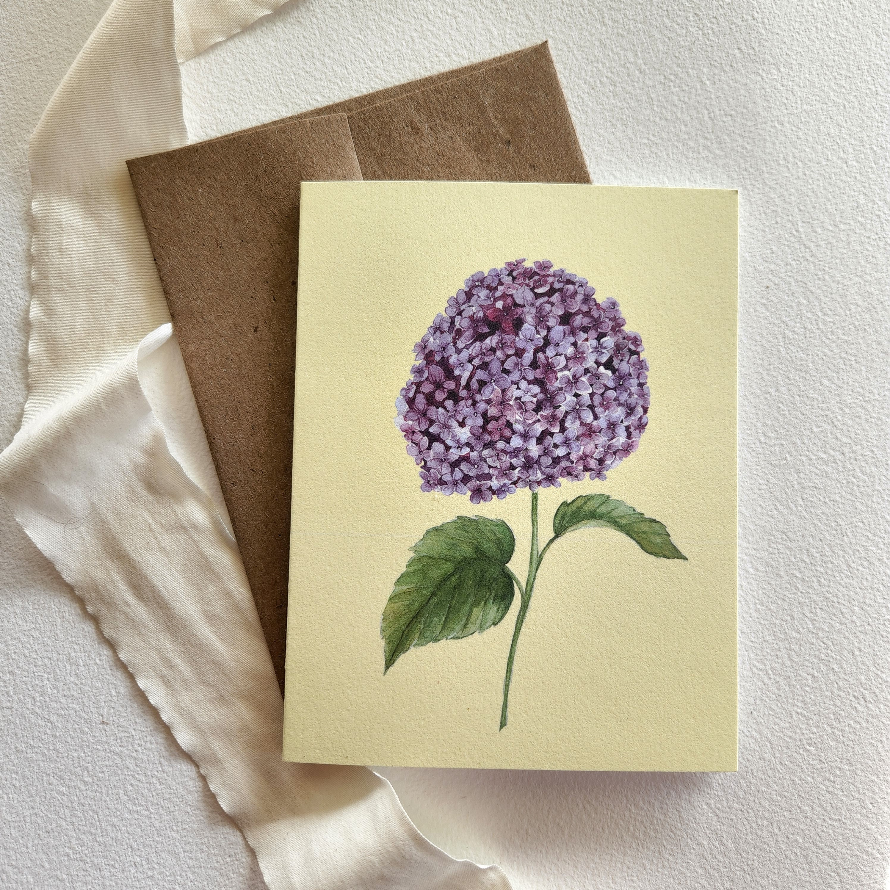 Hydrangea Greeting Card Purple and Blue Hydrangea Watercolor Greeting ...