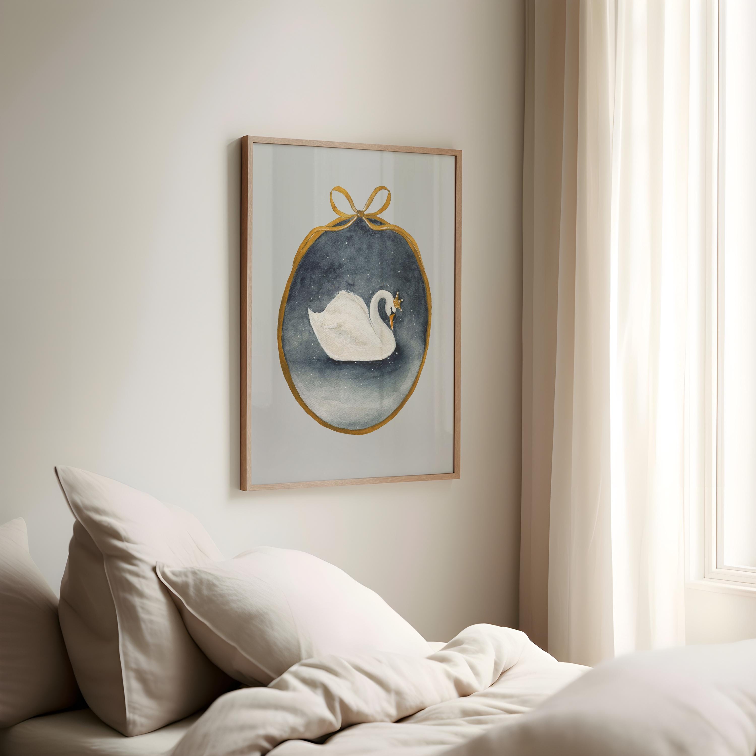 Swan Watercolor Painting Art Print Swan Princess Baby Nursery Print ...