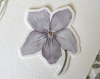Violet Flower Sticker Decal Clear Violet Wildflower Sticker Purple Violet Sticker Cute Flower Sticker Waterproof Violet Watercolor Sticker