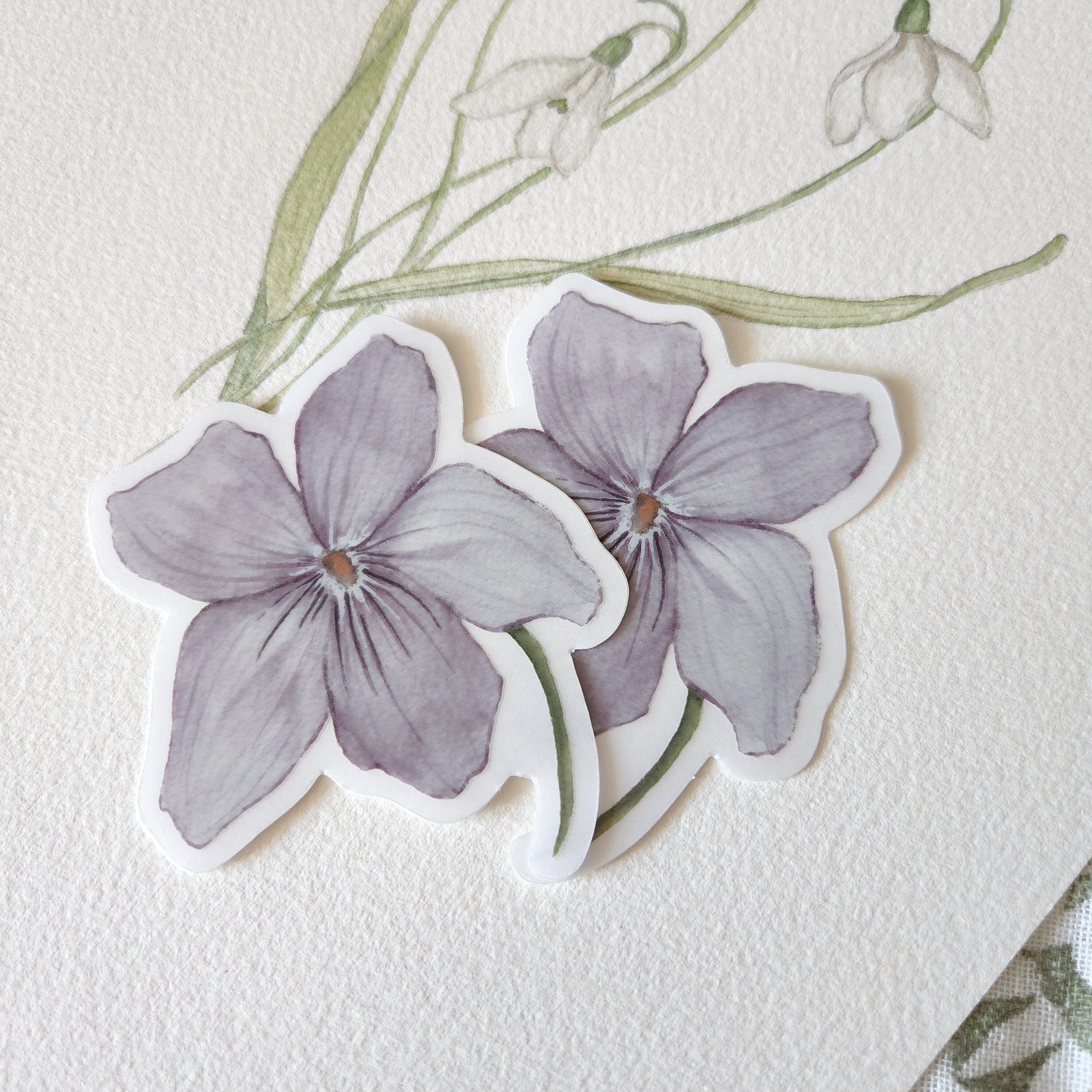 Violet Flower Sticker Decal Clear Violet Wildflower Sticker Purple ...