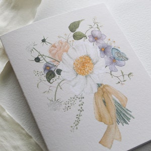 Flower Bouquet Greeting Card, Watercolor Floral Card, Pretty Watercolor ...