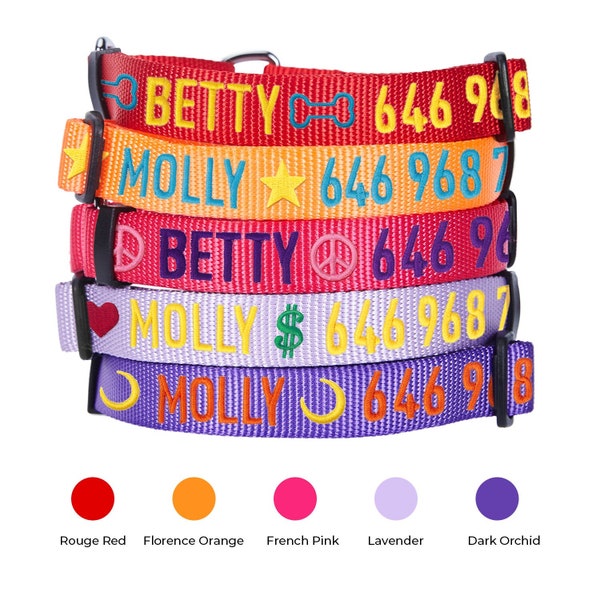 Martingale Embroidered  Personalized  Dog Collar by Blueberry Pet