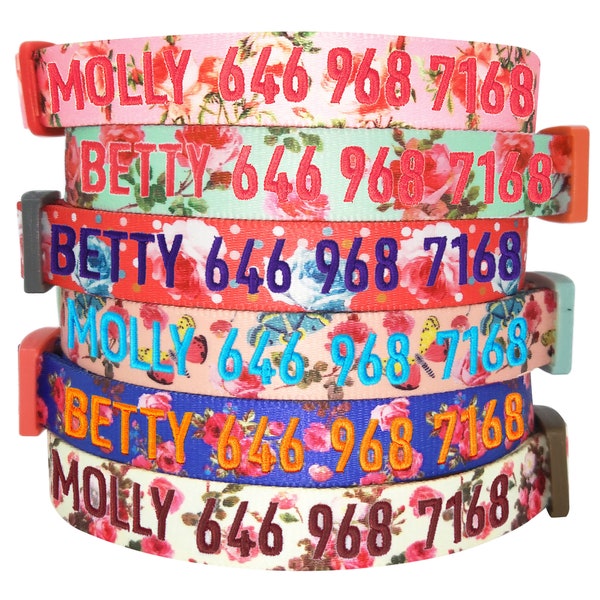 Embroidered Dog Collar With Name and Number Etsy