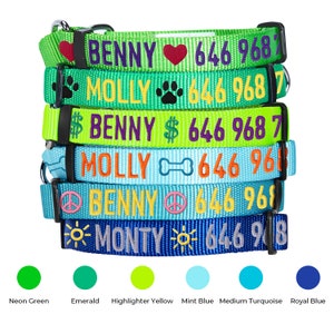Collier martingale de dressage brodé personnalisé avec nom et numéro de téléphone de l'animal de compagnie, collier d'identification de chien personnalisé, collier de chien personnalisé pour chiot