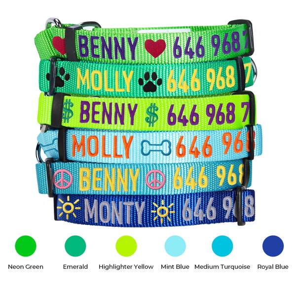 Martingale Training Collar Embroidered Personalized with Pet Name and Phone Number, Custom Dog ID Collar, Customized Dog Collar for Puppy