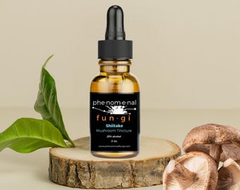 Shiitake Tincture 2 and 4 ounce bottles