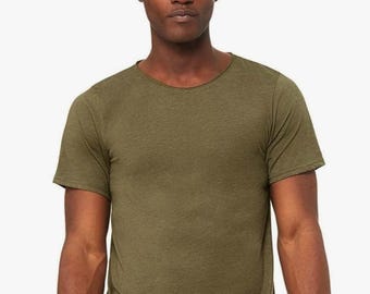 Bella Canvas Unisex Trebled Raw Neck short sleeve  Green Tee Shirt