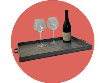 Charcuterie Serving Tray, Wood Wine Box Platter, Gray, housewarming, anniversary, wine lover, wedding or birthday gift