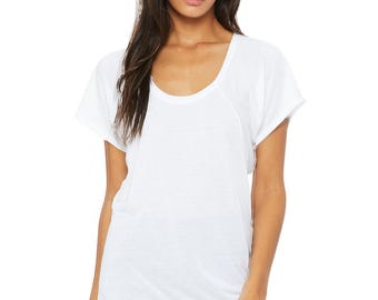 Bella Canvas Women's Flowy Short Sleeve  Jersey T-Shirt Solid White