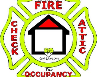 Reflective Attic Occupancy Decal - to indicate people occupy attic space in case of fire - Attic Occupancy Alert