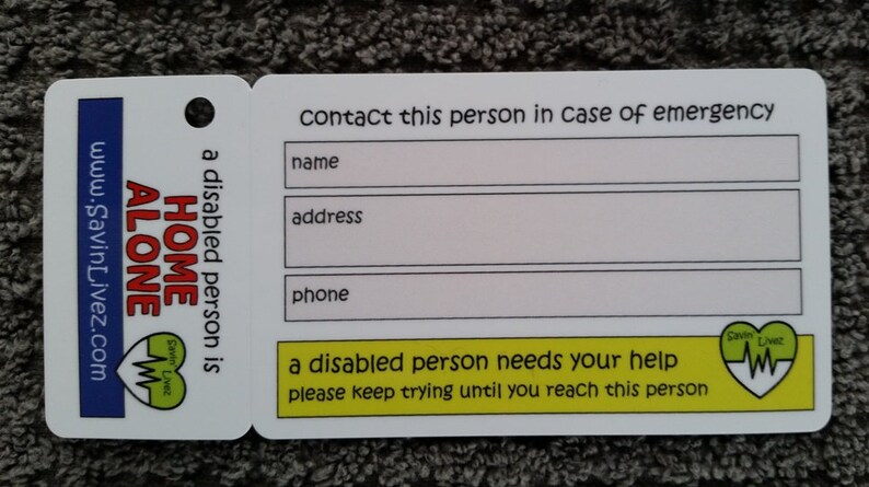 Pack of (10) Emergency Contact Key FOB and Wallet Card for Disabled ...