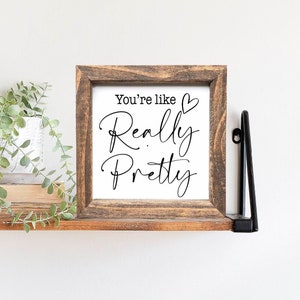 You&#39;re Like Really Pretty Bathroom Sign, Farmhouse Bathroom Sign, Rustic Decor, Framed Bathroom Sign