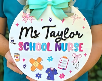 School Nurse Back to School, Personalized School Nurse Door Hanger, Clinic Door Sign, Nurse Gifts, Nurse Appreciation Gift