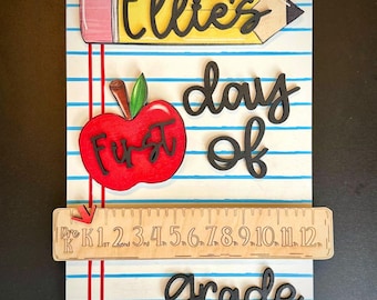 Personalized Back to School Sign, First Day School Photo Prop, Interchangeable 1st Day of School Wood Plaque