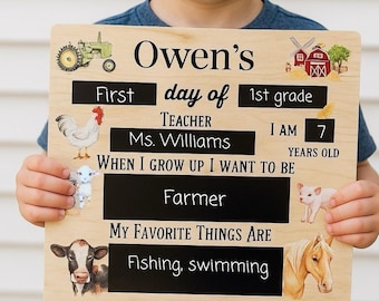 Personalized First Day School Sign for Back to School 1st Day of School Western Photo Prop, Clalkboard First and Last Day School Sign