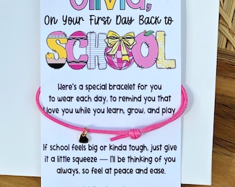 Personalized Back to School Bracelet, First day of School Kindergarten Preschool Custom Gift