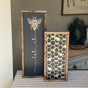 Let It Bee Layering Sign Set, Bumble Bee Decor, Bee Decor, Bee Wall Decor, Honey Bee Decor, Spring Bee, Honey Bee, Bee Honeycomb Sign image 1