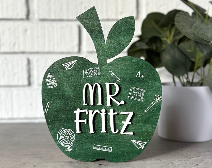 Back to School Teacher Gift,  Apple Desktop Sign for Teacher, Desktop Teacher Apple Sign, Teacher Gifts, Teacher Appreciation Gift