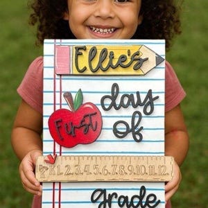 Personalized First Day School Sign for Back to School 1st Day of School Photo Prop, Interchangeable First and Last Day School Picture