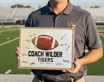 Personalized Football Coach Gift, Team Gift Football Coach End of Season, Team Signature Gifts for Coaches, Custom Wooden Football Sign