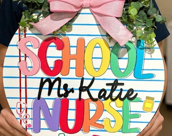 School Nurse Back to School, Personalized School Nurse Door Hanger, Clinic Door Sign, Nurse Gifts, Nurse Appreciation Gift