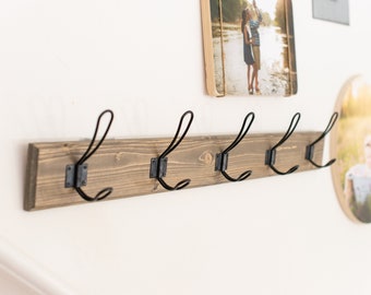 Farmhouse Wood Coat Rack | Wall Hook | Entryway Hook | Coat Hook | Towel Hook | Farmhouse Hook | Rustic Wall Hook  | Farmhouse Coat Hook