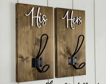 His and Hers Towel Hook | Personalized Hook | Bathroom Towel hook  | Bathrobe Hook | His and Hers | Entryway Hook | Key Hook | Wedding Gift