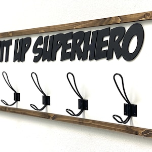 Super Hero Kids Costume Hook Personalized Boys Room Clothes Hook Costume Hook Holder  Superhero Farmhouse Wall Hook Superhero Cape Holder