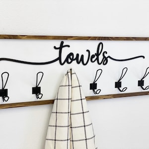 Bathroom Towel Hook | Personalized Towel Hook | Bathroom Decor | Pool Towel Rack | Farmhouse Bathroom | Towel Hook Sign | Pool Towel Hook