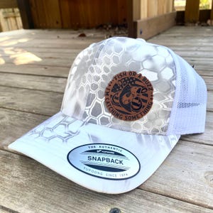 Fishing Hat, Outdoorsman-Sportsman’s Hat, Yupong Trucker Hat , Leatherette, Outdoorsman Gift, Dad Gift, Christmas Gift, Fisherman Gift