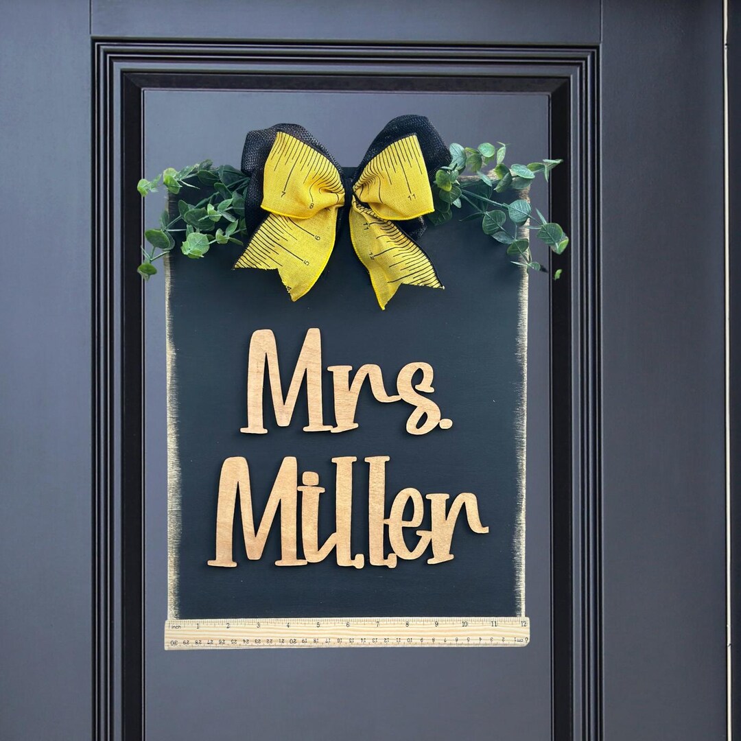 Personalized Teacher Door Hanger for Classroom, Wooden Name Sign for ...