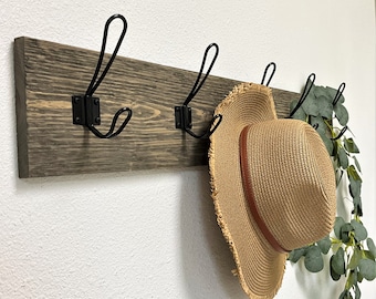 Distressed  Wall Hook for Coats - Towels - Hats   Rustic Farmhouse Wall Hook -  Farmhouse Coat Rack - Entryway/Mudroom/Bathroom Organizer