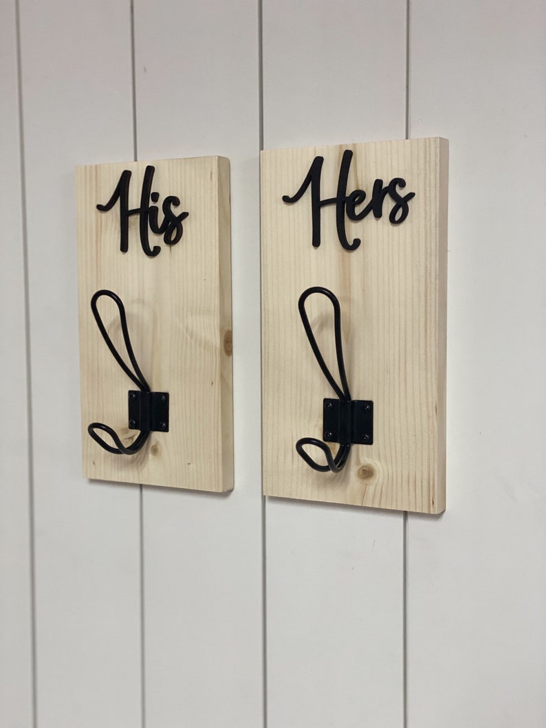 His and Hers Towel Hook Personalized Hook Bathroom Towel Etsy