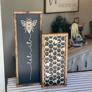 Let It Bee Layering Sign Set, Bumble Bee Decor, Bee Decor, Bee Wall Decor, Honey Bee Decor, Spring Bee, Honey Bee, Bee Honeycomb Sign image 2