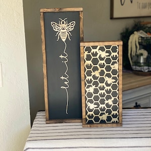 Let It Bee Layering Sign Set, Bumble Bee Decor, Bee Decor, Bee Wall Decor, Honey Bee Decor, Spring Bee, Honey Bee, Bee Honeycomb Sign image 3