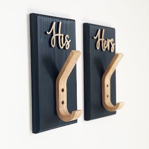 His and Hers Towel Hooks Cast Iron Bathroom Double Hooks Etsy