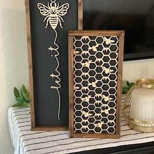 Let It Bee Layering Sign Set, Bumble Bee Decor, Bee Decor, Bee Wall Decor, Honey Bee Decor, Spring Bee, Honey Bee, Bee Honeycomb Sign image 9